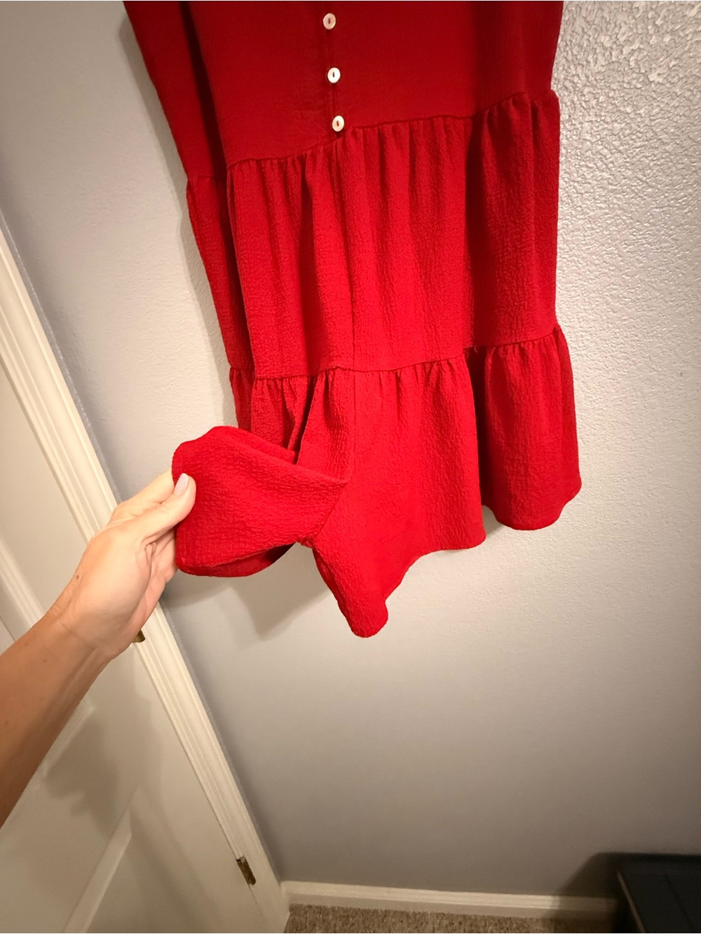 Red Button-Front Romper - Picture 3 of 10